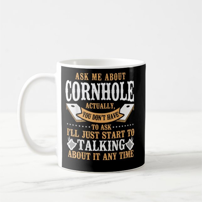 Bean Bag Player Champ Ask Me About Cornhole Coffee Mug (Left)
