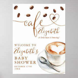 Bean Brewing Cafe Coffee Baby Shower Welcome Poster