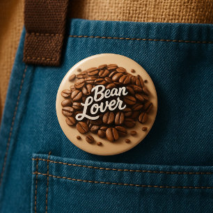 Bean Lover Coffee Beans 7.5 Cm Round Badge