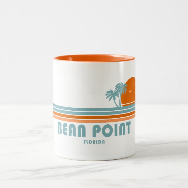 Bean Point Beach Florida Sun Palm Trees Two-Tone Coffee Mug (Center)