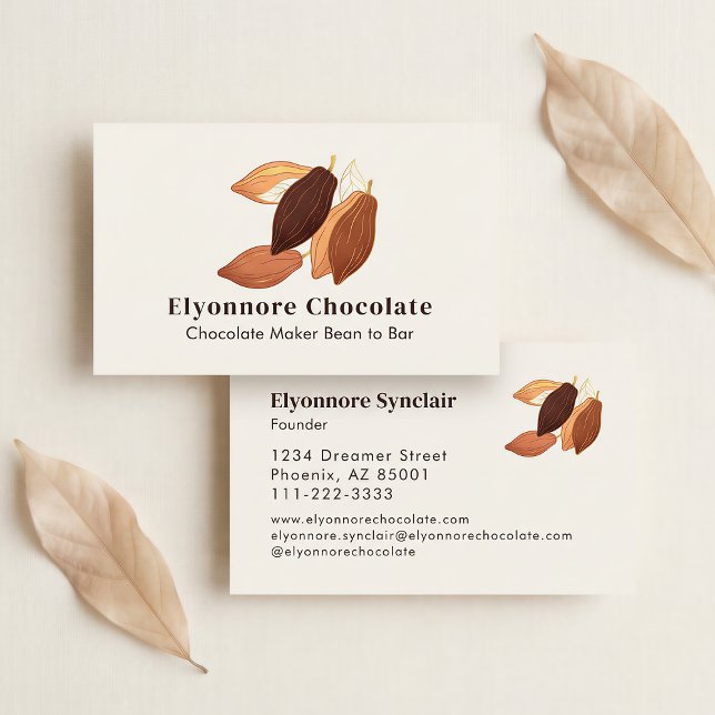 Bean to Bar Chocolate Maker Cocoa Pods Design Business Card (Creator Uploaded)