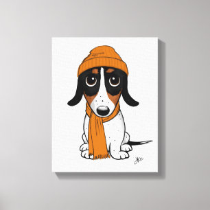 Beanie Dog   Cute Piebald Dachshund  Canvas Print