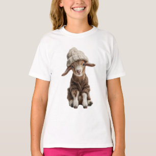 Beanie Hat Baby Goat Kids T-Shirt
