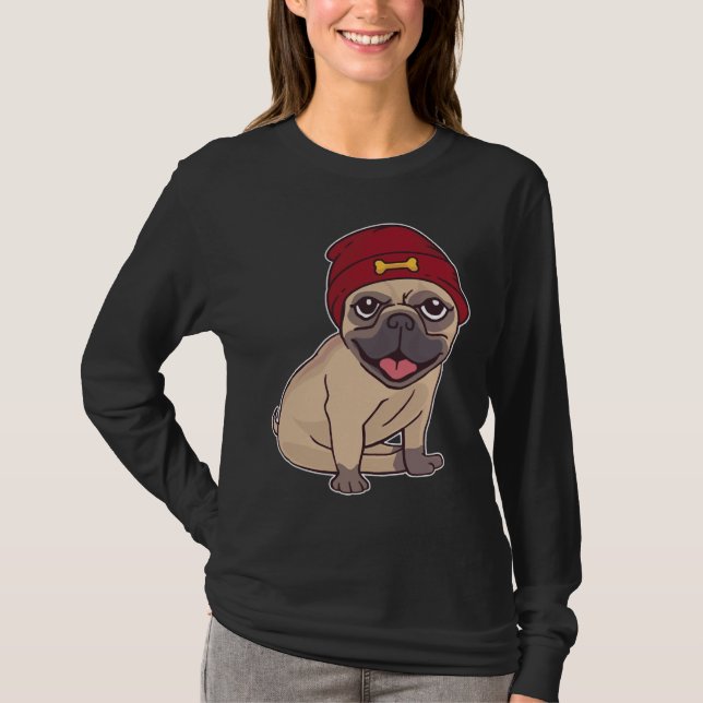 Beanie Pug Classic T-Shirt 459 (Front)