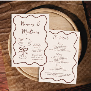 Beanies & Martinis Hand Drawn Bachelorette Weekend Invitation