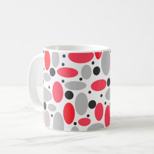beans and peas retro red grey white pattern coffee mug