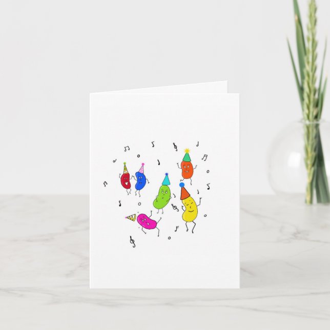 Beans, cute dancing beans card (Front)