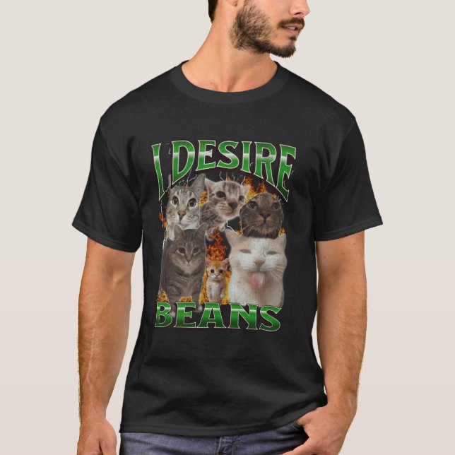 Beans Funny Cat Meme Bootleg Graphic T-Shirt (Front)