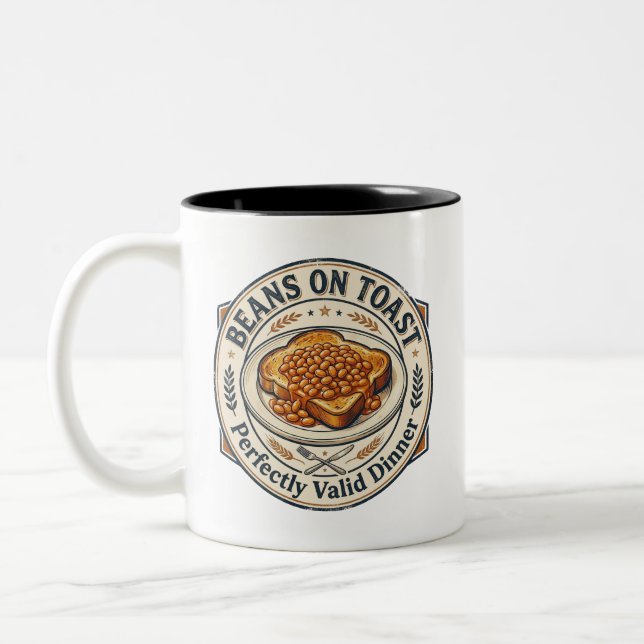 Beans on Toast Valid Dinner Two-Tone Coffee Mug (Left)