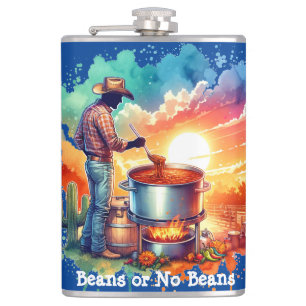 Beans or No Beans Chilli Cooking Cowboy 1 Hip Flask