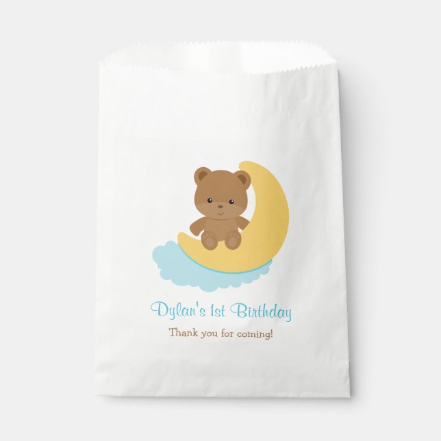 Bear 1st Birthday / Baby Shower Favour Bags Boys (Front)