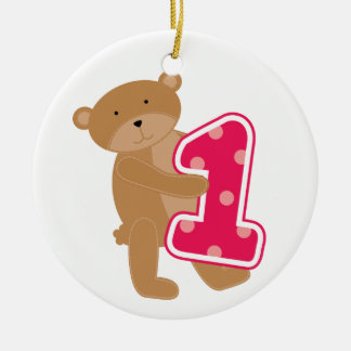 Bear 1st Birthday T-shirts and Gifts Ceramic Tree Decoration