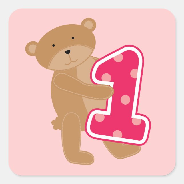 Bear 1st Birthday T-shirts and Gifts Square Sticker (Front)