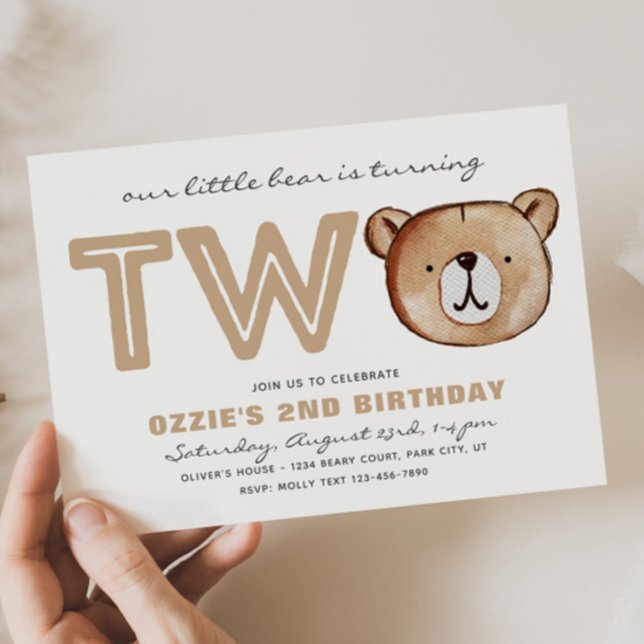 Bear 2nd Birthday Invitations | 2nd Birthday (Creator Uploaded)
