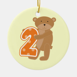 Bear 2nd Birthday T shirts and Gifts Ceramic Tree Decoration