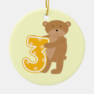 Bear 3rd Birthday T-shirts and Gifts Ceramic Tree Decoration