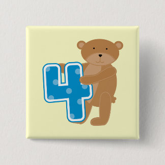 Bear 4th Birthday Tshirts and Gifts 15 Cm Square Badge