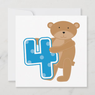 Bear 4th Birthday Tshirts and Gifts Card