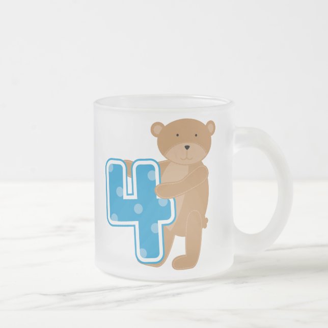 Bear 4th Birthday Tshirts and Gifts Frosted Glass Coffee Mug (Right)