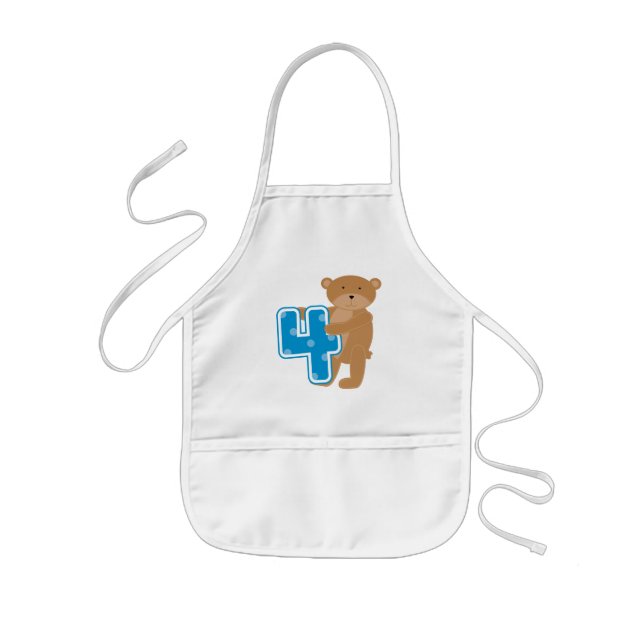 Bear 4th Birthday Tshirts and Gifts Kids Apron (Front)