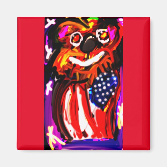 Bear 4TH  July  Bicycle Playing Cards Magnet (Front)