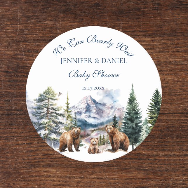 Bear Adventure Cosy Winter Bear Mountain Round Paper Coaster (Creator Uploaded)