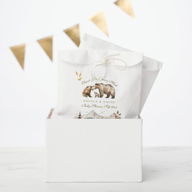 Bear Adventure Fall Mountain Neutral Baby Shower Favour Bags (Party)
