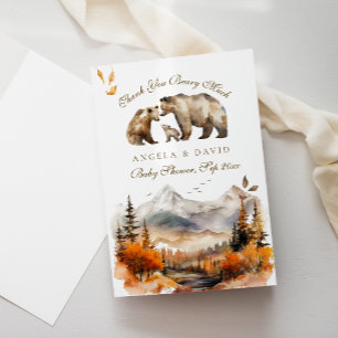 Bear Adventure Fall Mountain Neutral Baby Shower Thank You Card
