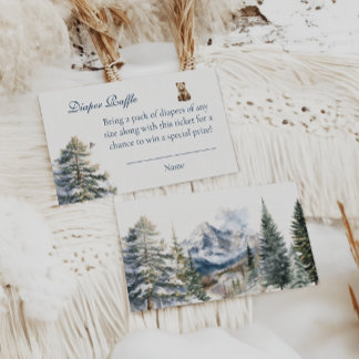 Bear Adventure Snow Mountain Bearly Diaper Raffle Enclosure Card