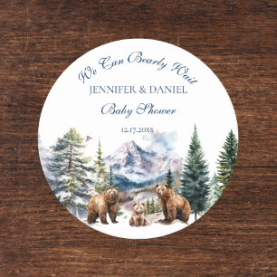 Bear Adventure Snow Mountain Winter Baby Shower Round Paper Coaster