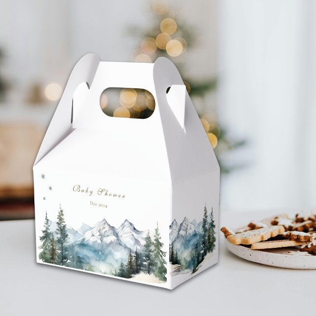 Bear Adventure Snowy Mountains  Baby Shower Favour Box (Creator Uploaded)