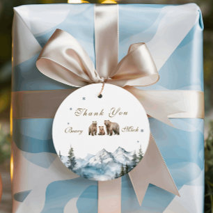 Bear Adventure Snowy Mountains   Baby Shower Favour Tags