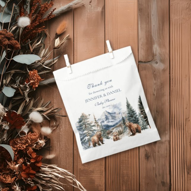 Bear Adventure Winter Snow Mountain Baby Shower Favour Bags (Creator Uploaded)