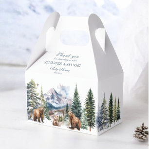 Bear Adventure Winter Snow Mountain Thank You Favour Box