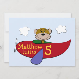 Bear Aeroplane Birthday Invitation