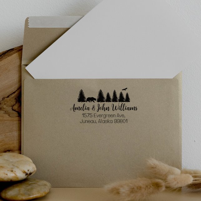 Bear Alaska, Forest Return Address  Rubber Stamp (Creator Uploaded)