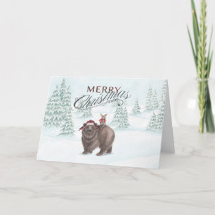 Bear and Bunny Christmas Card Horizontal