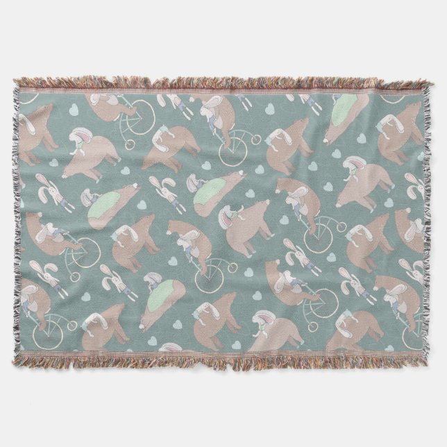 Bear and Bunny Throw Blanket (Front)