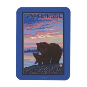 Bear and Cub - Anchorage, Alaska Magnet