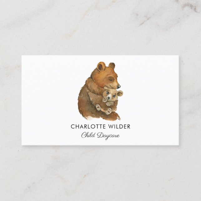 Bear And Cub Child Daycare Business Card (Front)