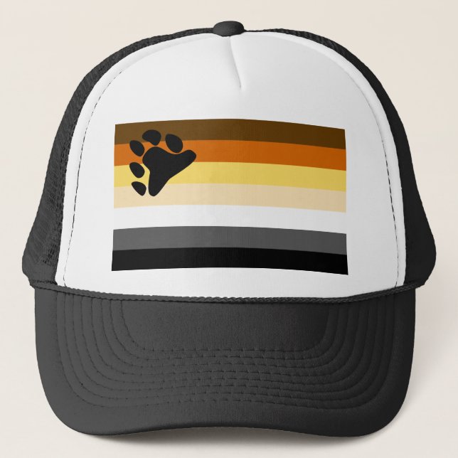 Bear and Cub Community LGBT Gay Pride Flag Trucker Hat (Front)