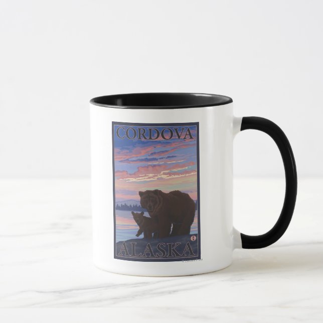 Bear and Cub - Cordova, Alaska Mug (Right)
