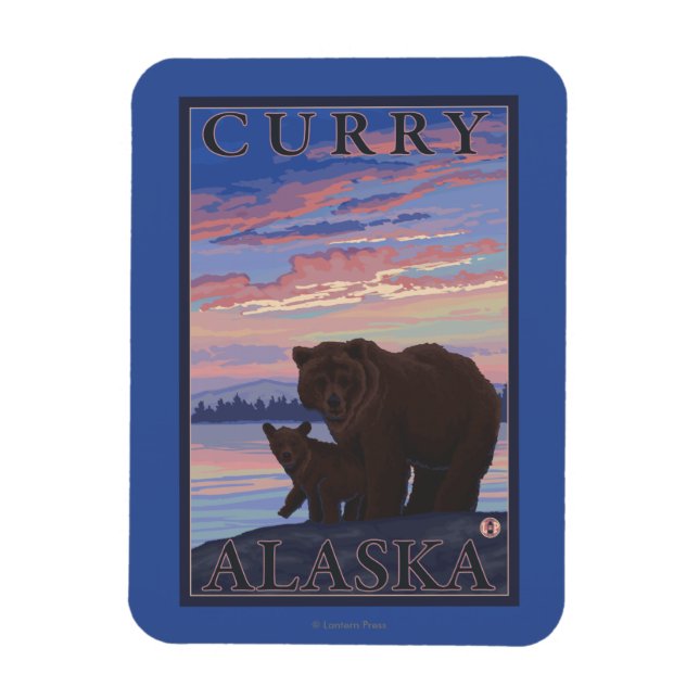 Bear and Cub - Curry, Alaska Magnet (Vertical)