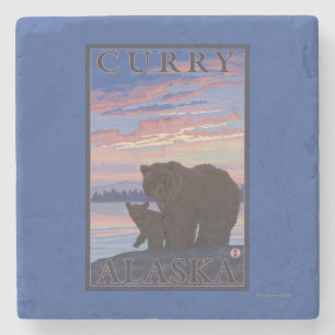 Bear and Cub - Curry, Alaska Stone Coaster