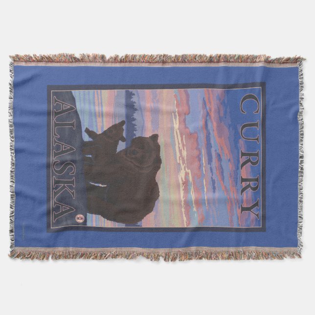 Bear and Cub - Curry, Alaska Throw Blanket (Front)