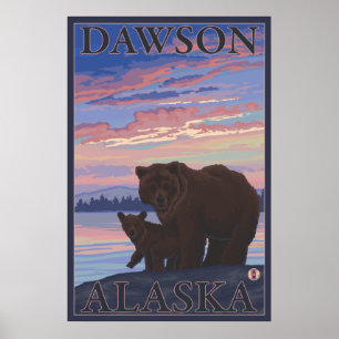 Bear and Cub - Dawson, Alaska Poster