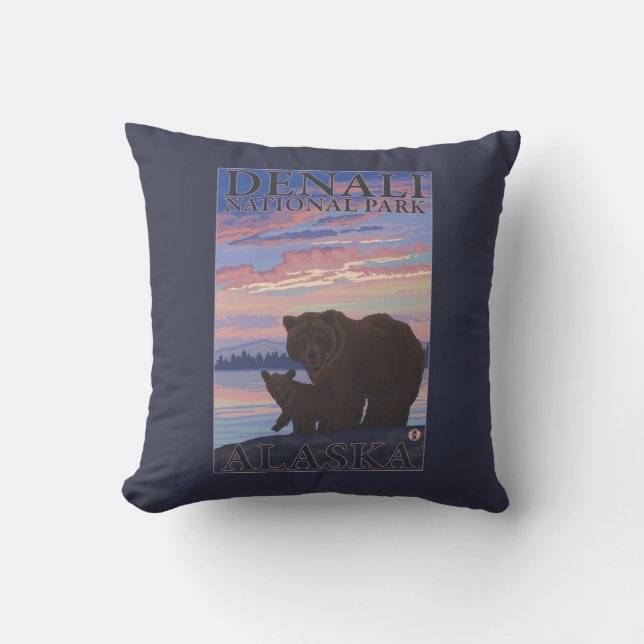 Bear and Cub - Denali National Park, Alaska Cushion (Front)