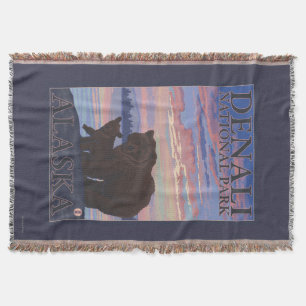 Bear and Cub - Denali National Park, Alaska Throw Blanket