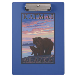 Bear and Cub - Katmai, Alaska Clipboard
