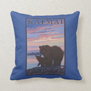 Bear and Cub - Katmai, Alaska Cushion